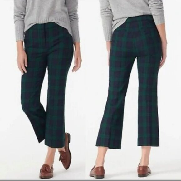 J.Crew Hayden kickout crop pant in Black Watch tartan bi-stretch wool size 6 - Picture 1 of 8